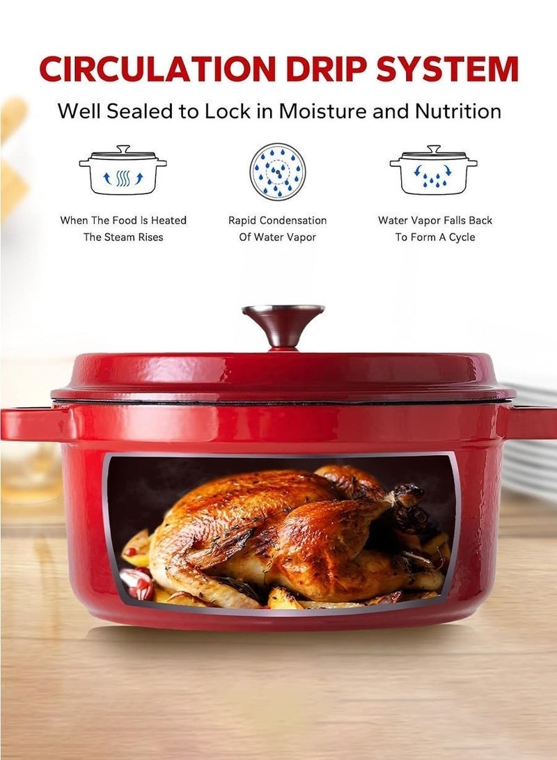 Double bottom enamel pot, enamel cast iron Dutch oven pot 4 quarts, very suitable for cooking, stewing, frying and baking, multifunctional enamel pot, thick stew pot for home kitchen, multifunctional non stick double ear soup pot - Image 5